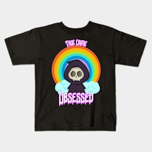 True Crime Obsessed Rainbow Grim Reaper Kids T-Shirt